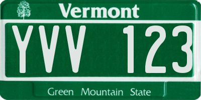 VT license plate YVV123