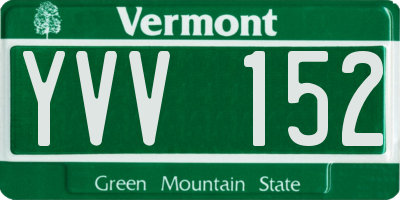 VT license plate YVV152