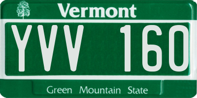 VT license plate YVV160