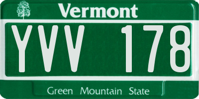 VT license plate YVV178