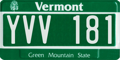 VT license plate YVV181