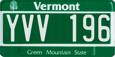 VT license plate YVV196
