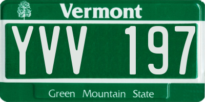 VT license plate YVV197