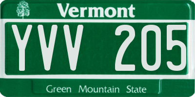 VT license plate YVV205