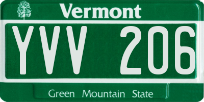 VT license plate YVV206
