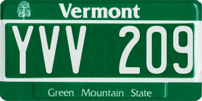 VT license plate YVV209