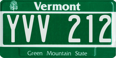 VT license plate YVV212