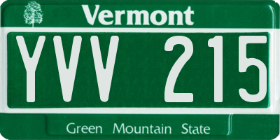 VT license plate YVV215