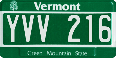 VT license plate YVV216