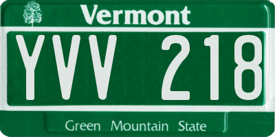 VT license plate YVV218