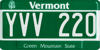 VT license plate YVV220