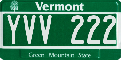 VT license plate YVV222