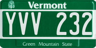 VT license plate YVV232
