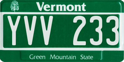 VT license plate YVV233