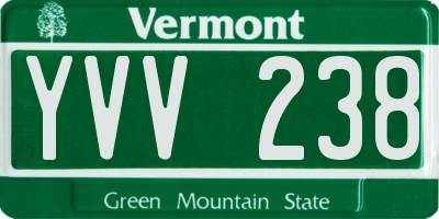 VT license plate YVV238