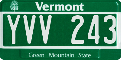 VT license plate YVV243