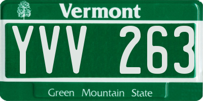VT license plate YVV263