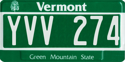 VT license plate YVV274