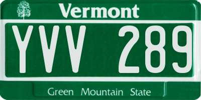 VT license plate YVV289