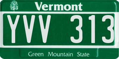 VT license plate YVV313