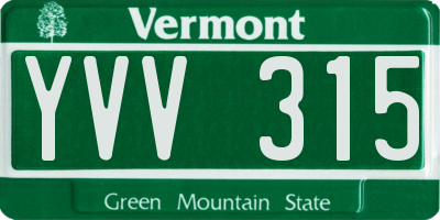 VT license plate YVV315