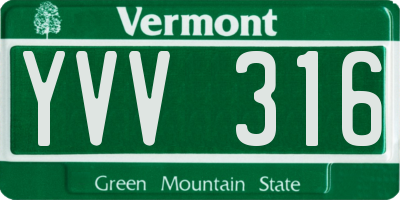 VT license plate YVV316