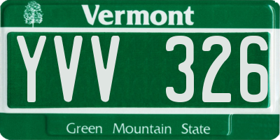 VT license plate YVV326