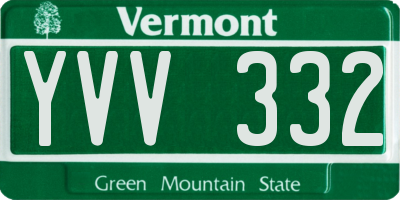 VT license plate YVV332