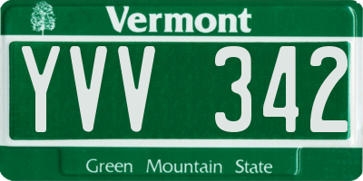 VT license plate YVV342
