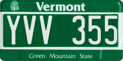 VT license plate YVV355
