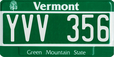 VT license plate YVV356