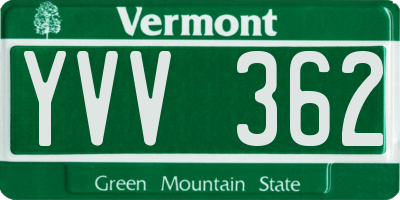 VT license plate YVV362