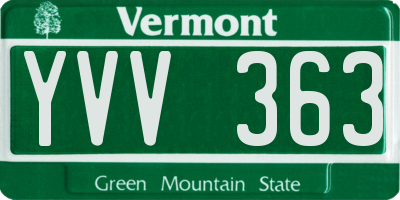 VT license plate YVV363