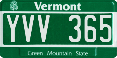 VT license plate YVV365