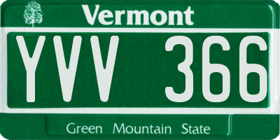 VT license plate YVV366