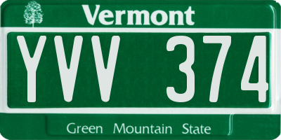 VT license plate YVV374