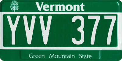 VT license plate YVV377