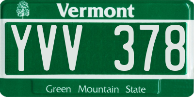 VT license plate YVV378