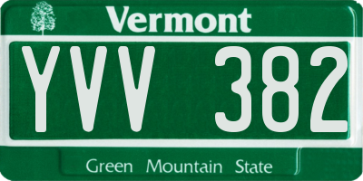 VT license plate YVV382