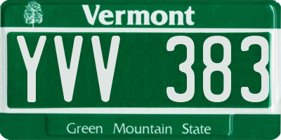 VT license plate YVV383