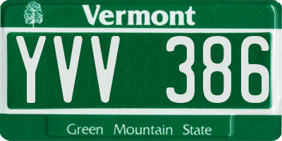 VT license plate YVV386