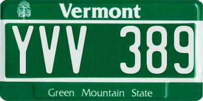 VT license plate YVV389