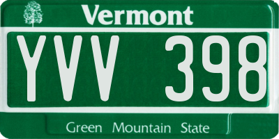VT license plate YVV398