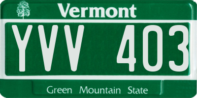 VT license plate YVV403