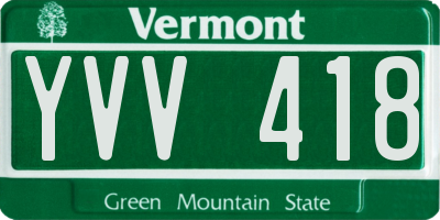 VT license plate YVV418