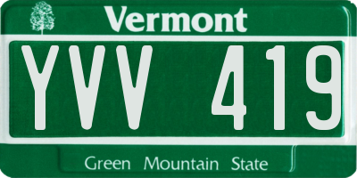 VT license plate YVV419
