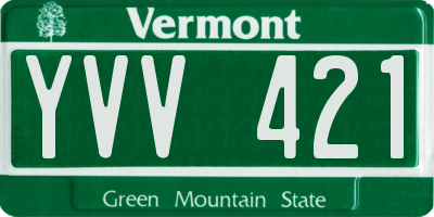 VT license plate YVV421