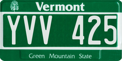 VT license plate YVV425