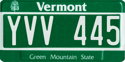 VT license plate YVV445