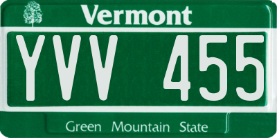 VT license plate YVV455
